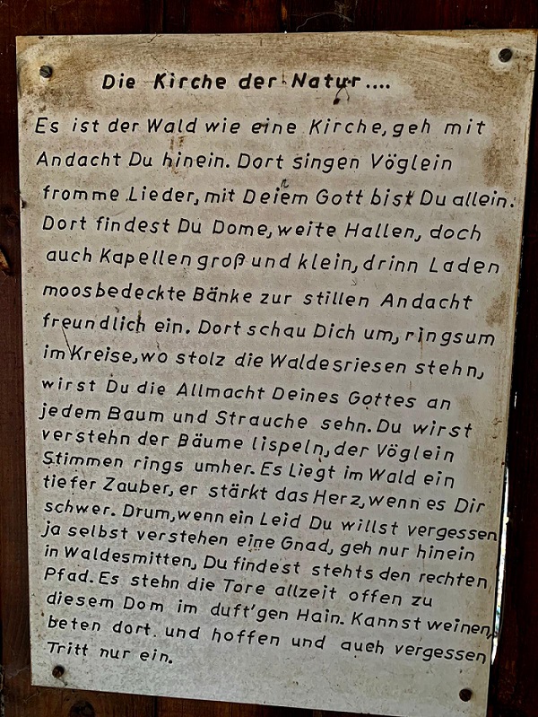Dieses schoene Gedicht von Georg Graf zu Muenster 
(1776 bis 1844) haben wir heute in der Schutzhuette Manroth auf dem Weg „Zum Krater“ entdeckt.